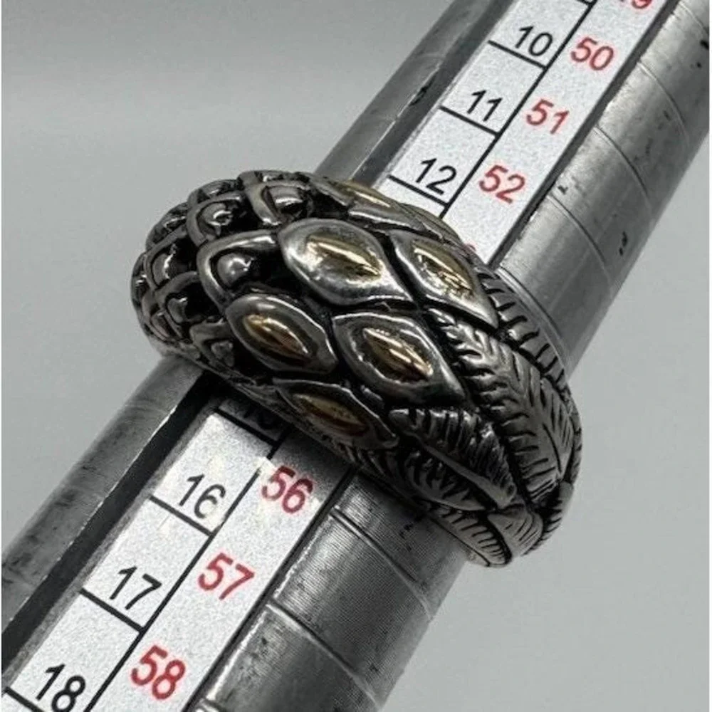 DEVATA Sterling Silver 18K Gold Art Nouveau Peacock Band Ring Size 7 Bali New